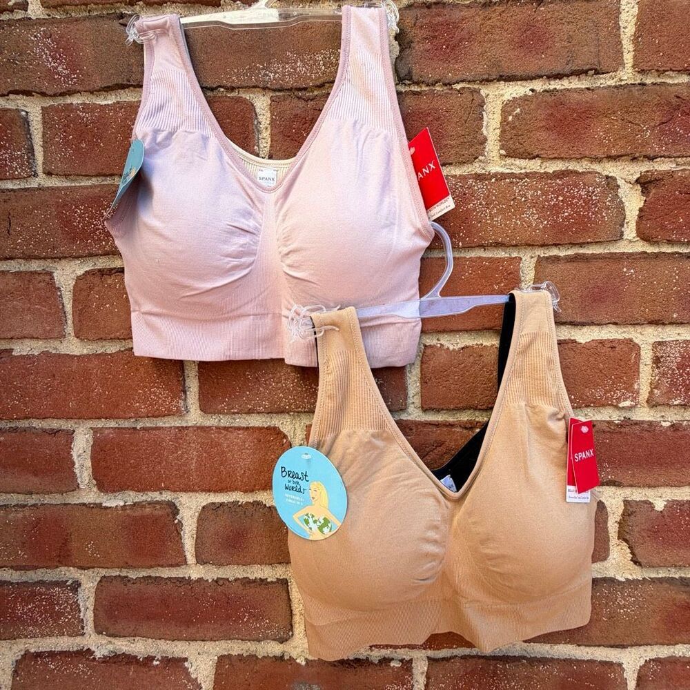 Set of 2 SPANX Breast of Both Worlds Reversible Comfort Bra Pink Beige 1XL NWT